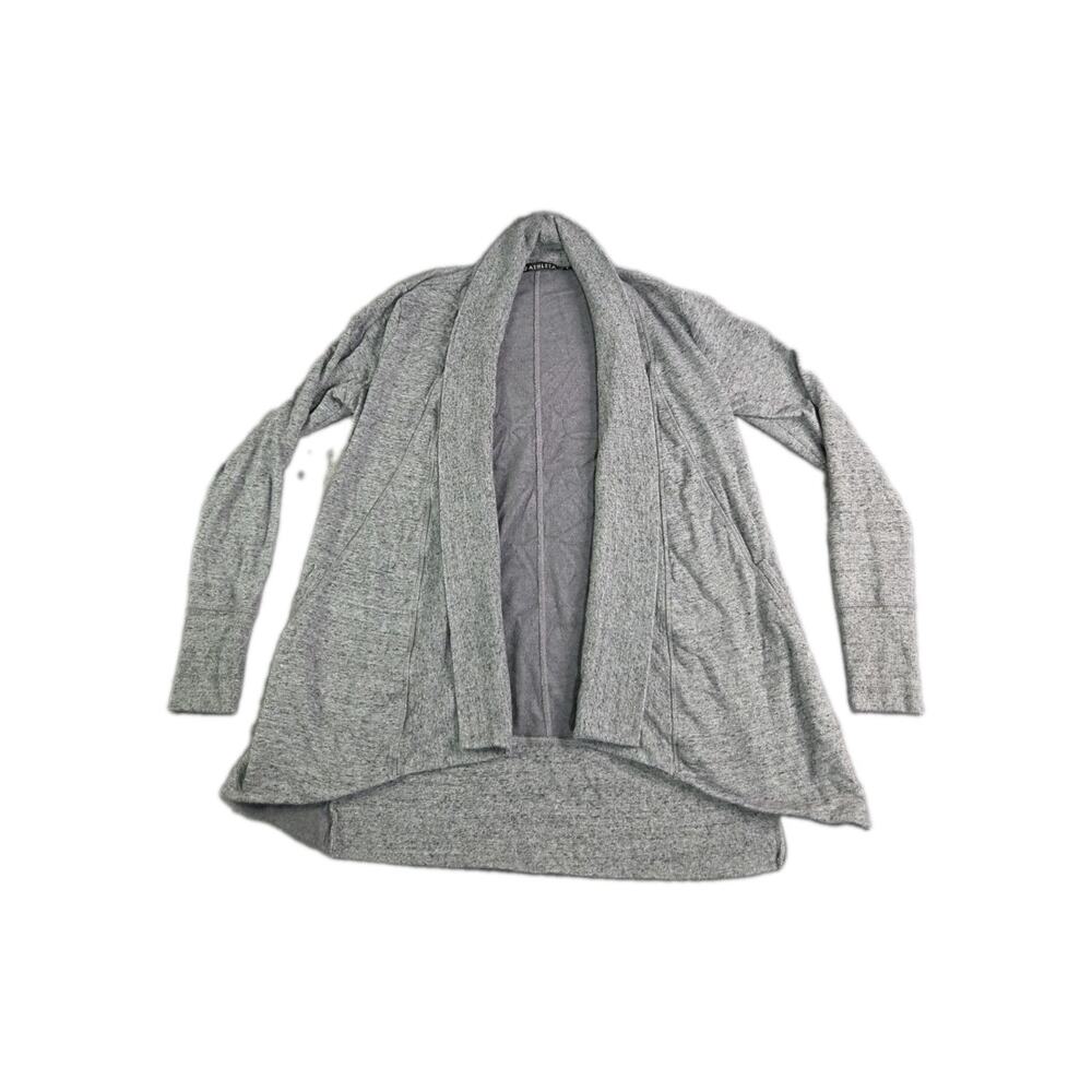 Athleta Pranayama Wrap Cardigan Womens Sz S Gray Open Front Pockets 777944 C40